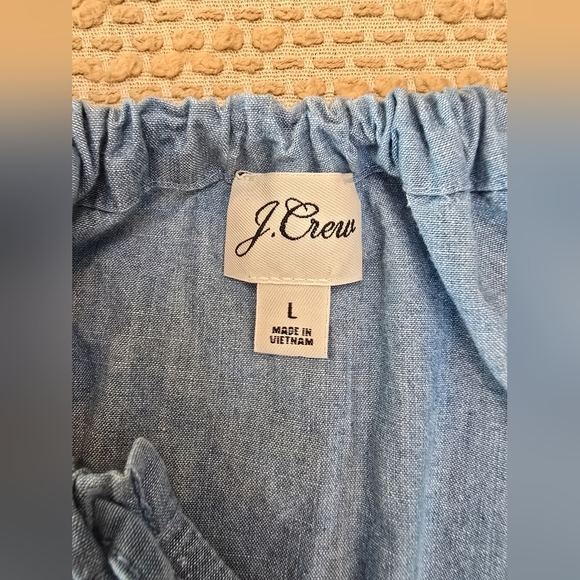 J.Crew* Cranbury Tie-neck Cotton-Poplin Top - Size Large - Picture 9 of 11